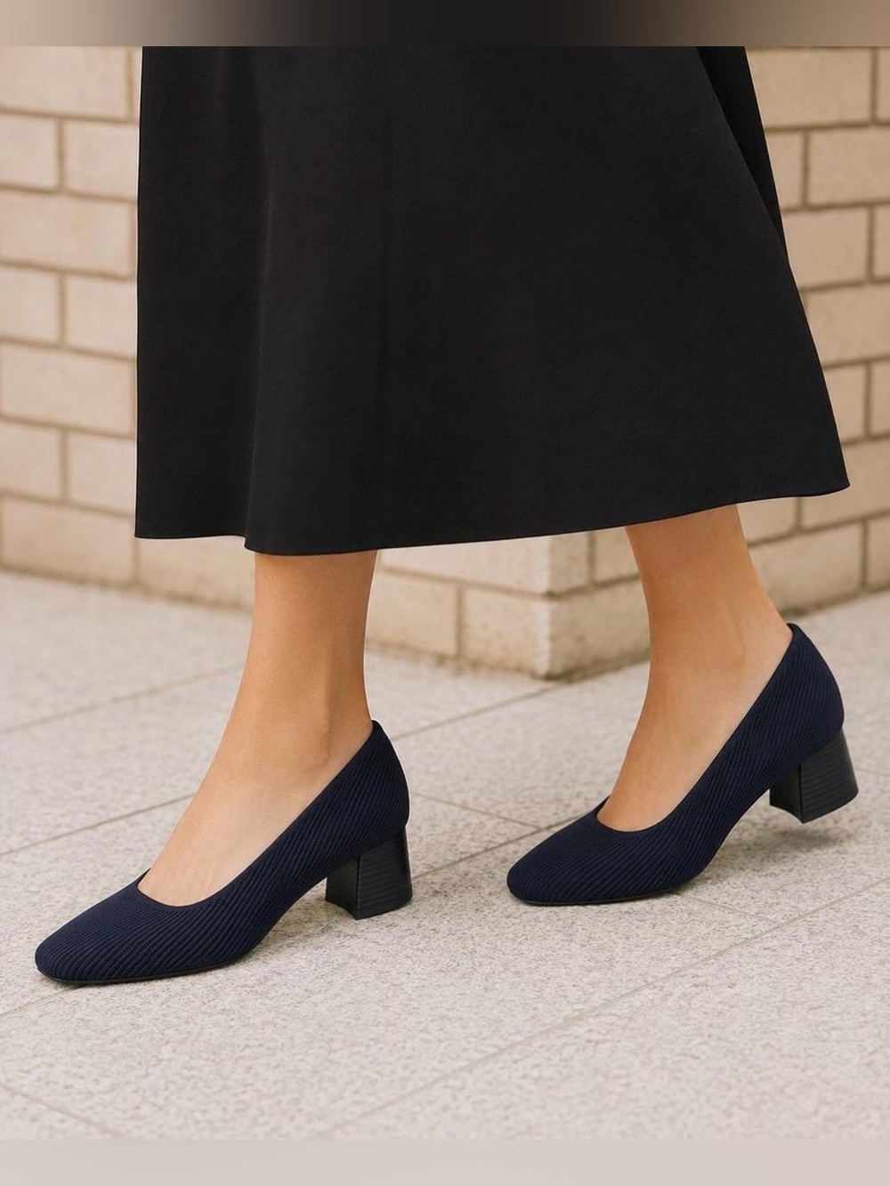 VIVAIA Women's Pumps Melody 2.0 Square Toe Chunky Heel Navy Blue sz 11